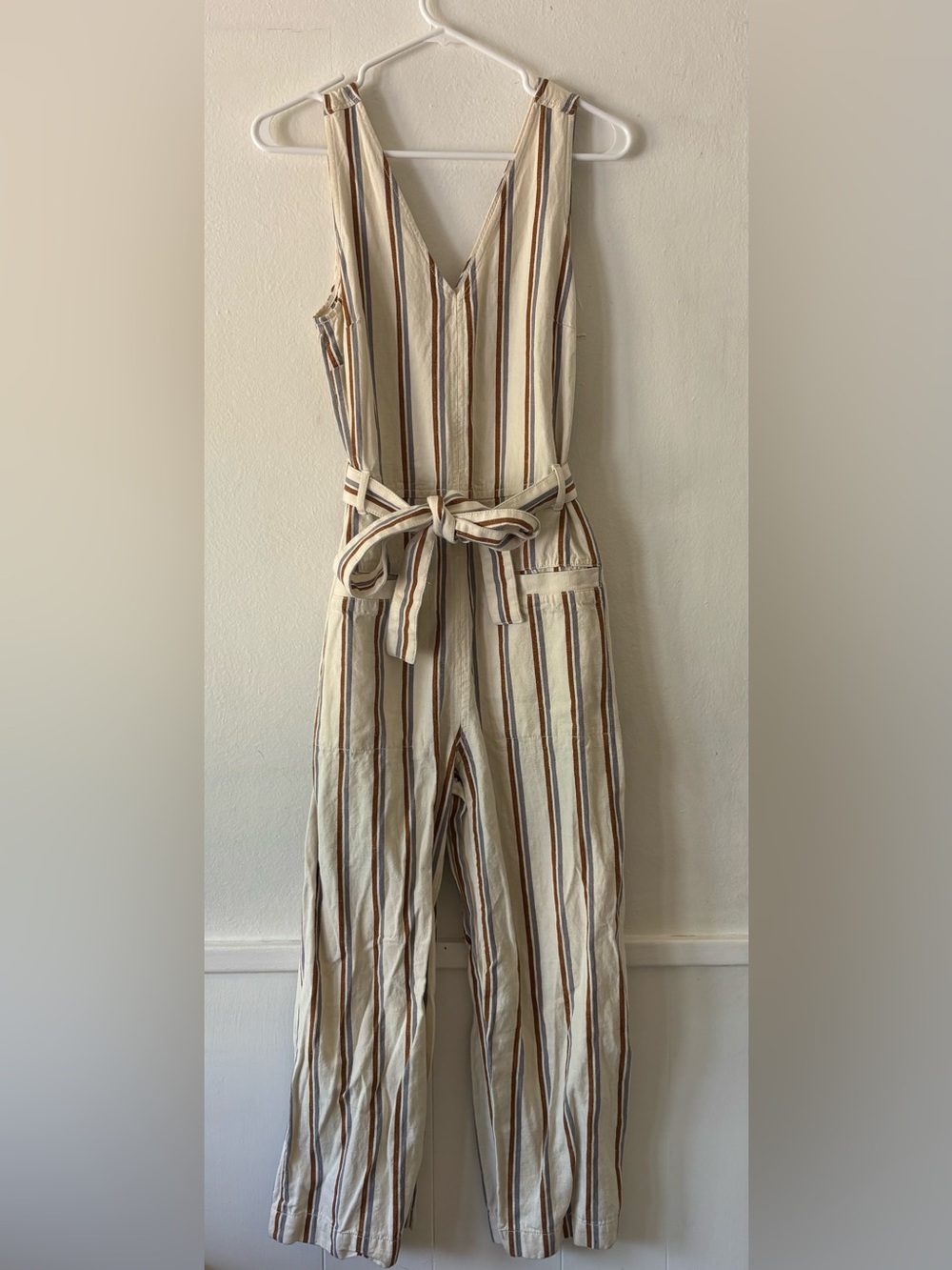 Madewell Striped Belted Wide Leg Jumpsuit Size Small